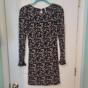 Free People Black Floral Long Sleeve Dress